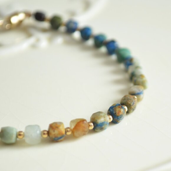 Chrysocolla Gemstone Beaded Bracelet - Handmade - Picture 4 of 13